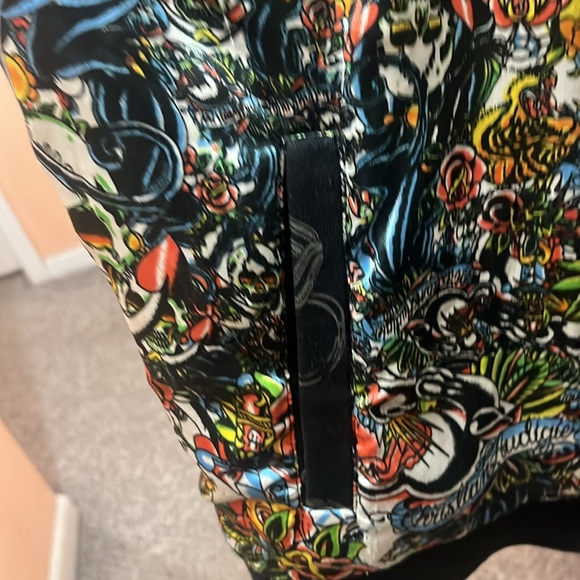 Vintage Christian Audigier Y2K all over skull reversible hoodie very soft warm - Picture 7 of 11